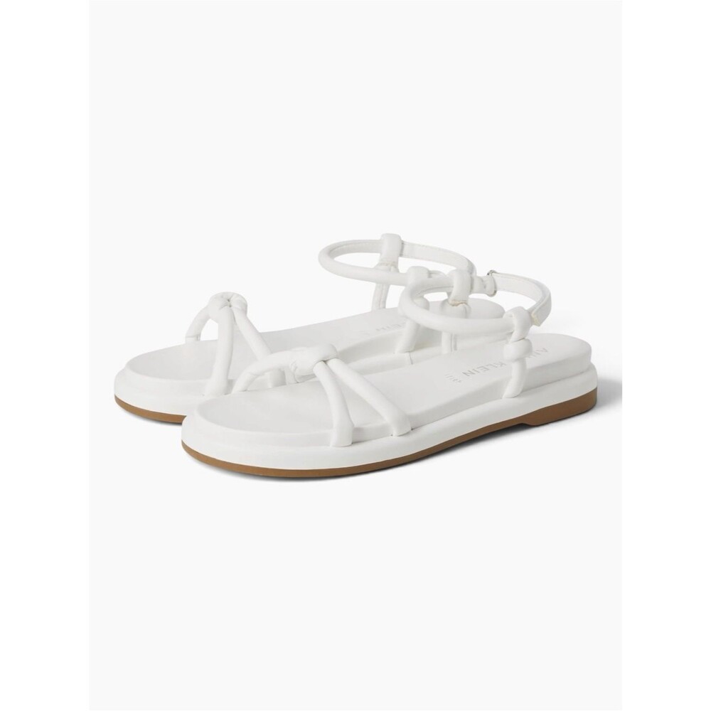 Anne Klein Elisabeth Comfort Tubular Knotted Flat Sandals White 8.5 NEW